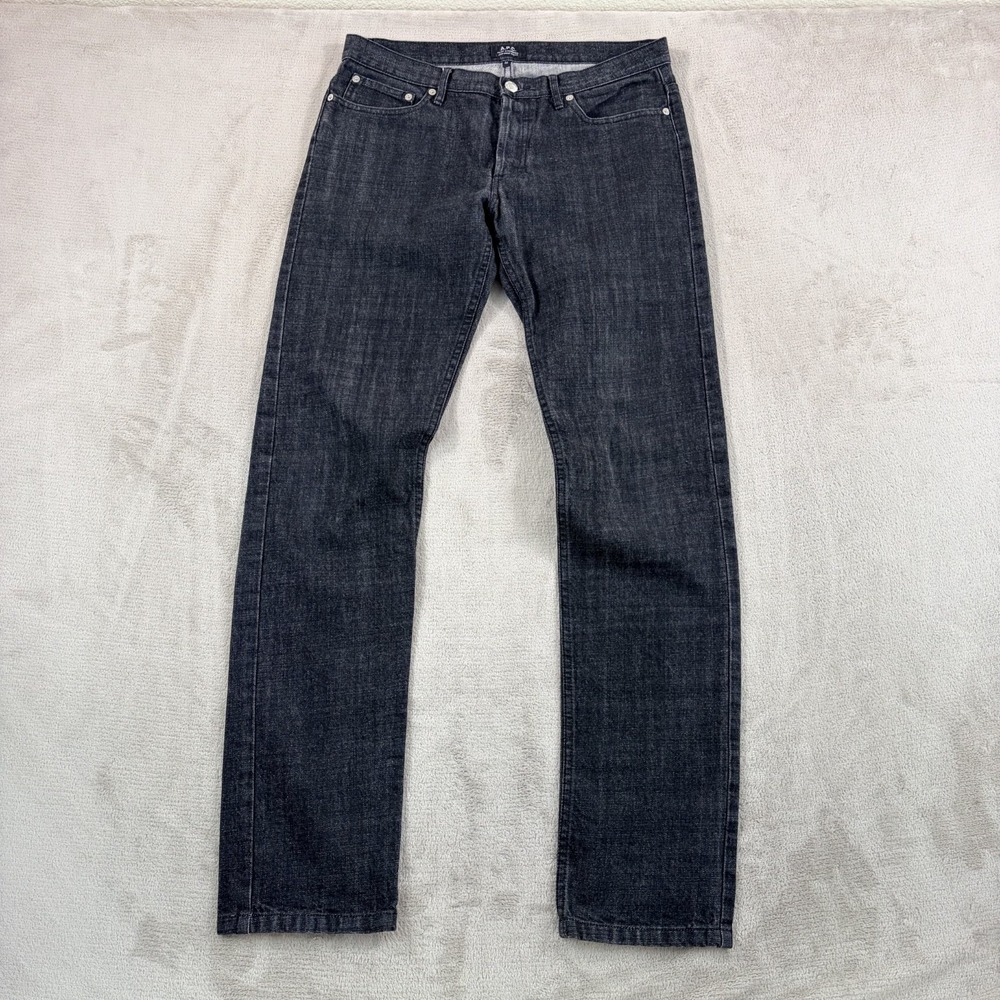 A.P.C. Petit Standard Droit Etroit Jeans in Black Men 32x34 Button Fly Designer